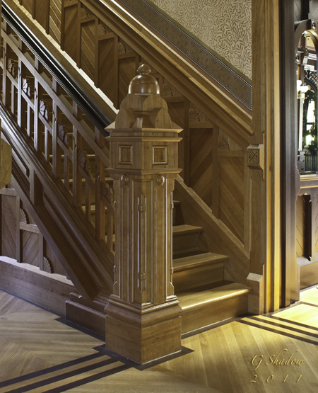 Cherry Grained Newel and Balustrade